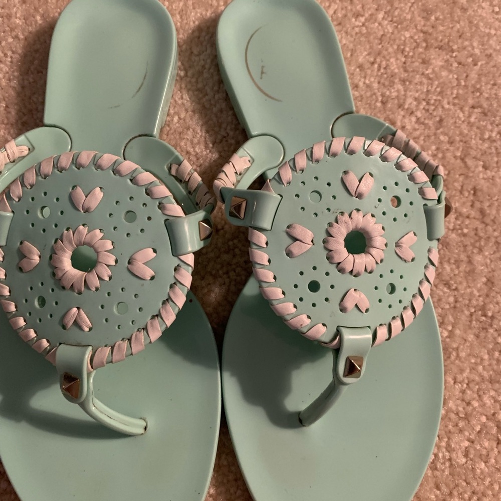 Jack Rogers Mint Green and Light Pink Leather Sandals